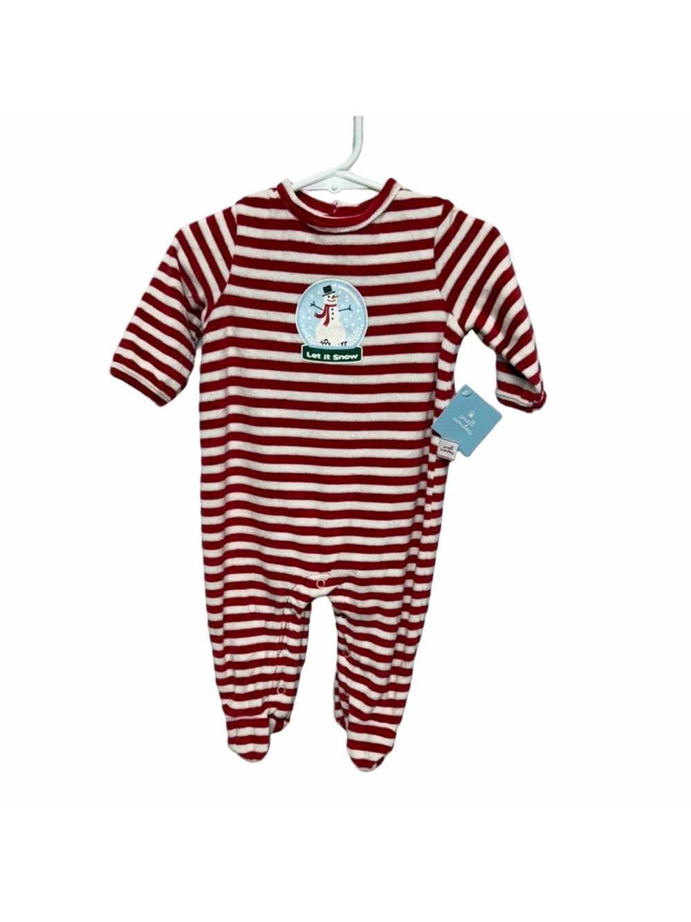 Small Wonders NWT 3-6 Months Red White Striped Let It Snow Footed Sleeper